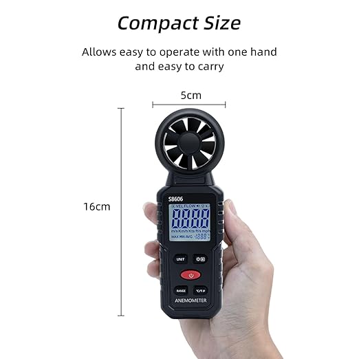 Mcbazel 3 in 1 Handheld Digital Anemometer Wind Meter, High Precision Wind Speed Measuring, Digital Wind Speed Meter with Backlight for HVAC, Sailing, Fishing, and Indoor Outdoor Use