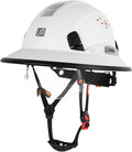 Full Brim Hard Hat with Built-in Visor, ANSI Z89.1 OSHA Approved Construction Safety Helmet with Chin Strap for Men Women