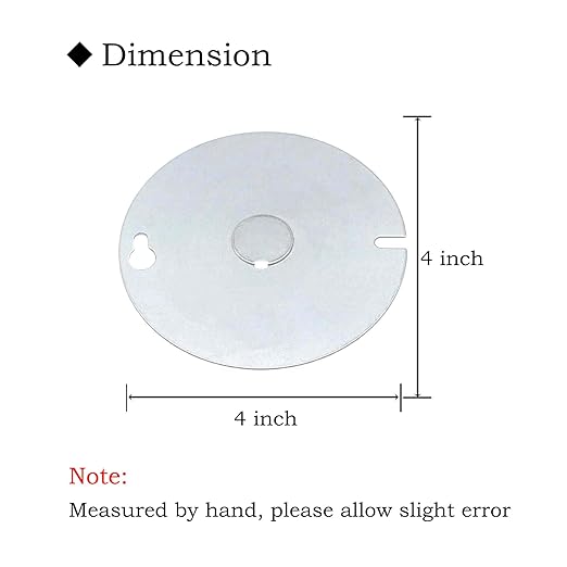 4 Packs Round Electrical Box Cover with 1/2 Inch Knockout, 4 Inch Metal Junction Box Covers, Flat Outlet Box Cover for 4 inch Octagonal Box and Round Box