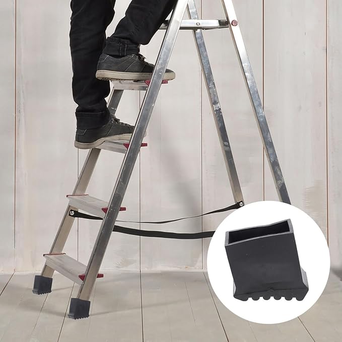 DOITOOL Werner Ladder Accessories 2Pcs Step Ladder Foot Covers Non Slip Ladder Feet Mat Folding Ladder Feet Rubber Pads Covers Ladder Foot Pads Ladder Leg Caps - Inner Size: 2.36 x 1.18 inch (Black)
