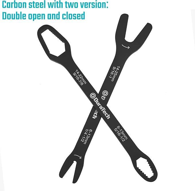 DURATECH Universal Wrench Set, Multi-functional Wrench Set, SAE & Metric, 1/4”-1”& 6-25mm, 38 sizes in 2 Piece, for Home and Car Repair