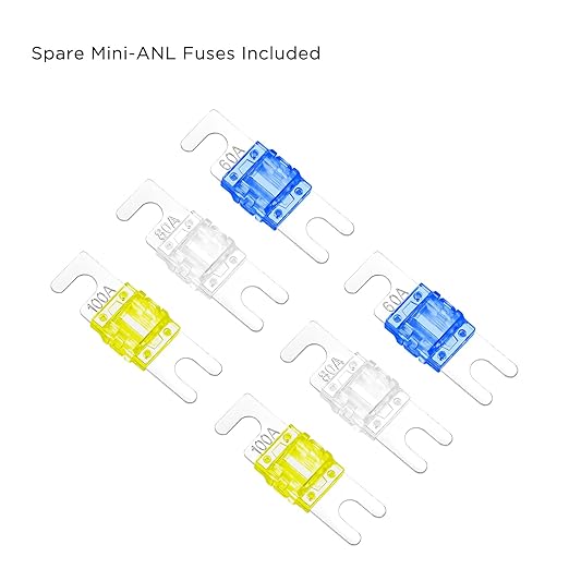 RECOIL ZMFH11-2 2 Pack in-line Mini-ANL or ANL Fuse-Holders, 1 X 0/2/4 Gauge Input & Output with Reducers, Includes 2 X 60A, 80A, 100A Mini-ANL Fuses