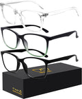 Blue-Light Blocking Glasses Computer Reading/Gaming/TV/Phones Glasses Fashion Anti Eyestrain Glasses for Women Men(E6 Black+Transparent+Gradient Green)