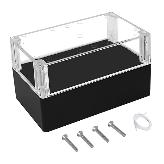 LeMotech Electrical Box Clear Cover Project Box IP65 Waterproof Junction Box ABS Plastic Case Universal Enclosure for Electronics, Black 7.8"x 4.7"x 4.4"(200x120x113mm)(Pack of 1)