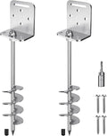 18'' Heavy Duty Ground Anchors 10mm Solid Steel with L Bracket, for Trampoline Mobile Home Swing Set Shed Carport Tent Earth Anchor Fence, 2.7" Helix Blade & Chrome Plated Finish, 2Pack