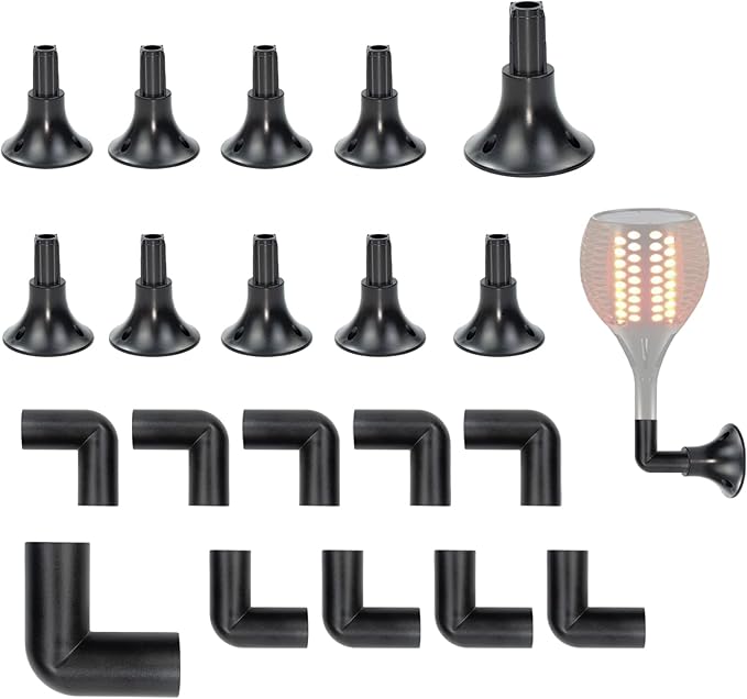 20Pcs Plastic Solar Torch Lights Outdoor Accessories, EsLuker.ly Replacement ABS Plastic Wall Bracket& Wall Mounting Base for Solar Torch Garden Lights Christmas Pathway Markers (Wall Connector+Base)