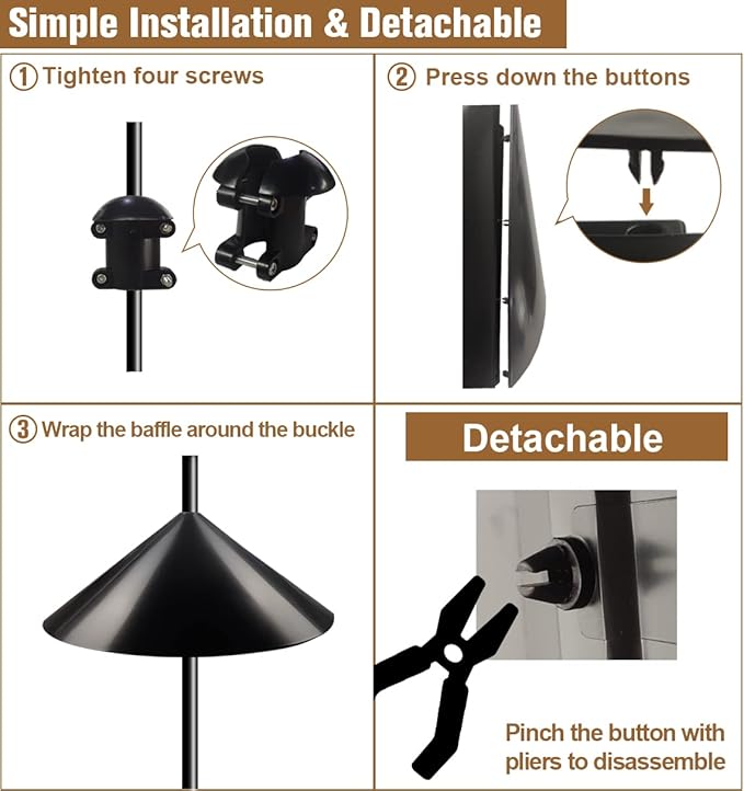 Garbuildman Squirrel Baffle for Bird Feeder Pole, Outside Pole Mount Bird House Guard for Outdoor Shepherd’s Hook, 19 Inch Diameter, 2 Packs