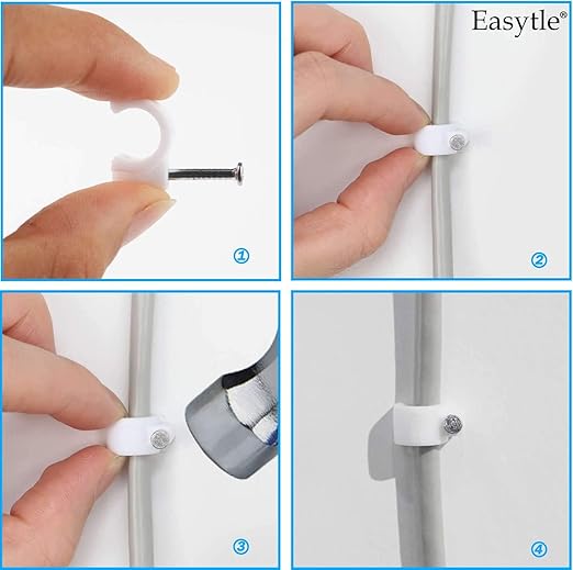 Cable Wire Clips 4mm 6mm 8mm 10mm Cable Management RG6 RG59 CAT5 CAT6 RJ45 Electrical Ethernet Dish TV Speaker Wire Cord Tie Holder Single Coaxial Nail Clamps(Pack of 2000)