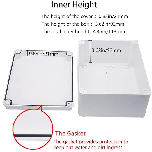 Junction Box, Zulkit Project Box with Reserved Holes IP65 Waterproof Dustproof Electrical Box ABS Plastic Project Enclosure White 10 x 7.9 x 4.7 Inch