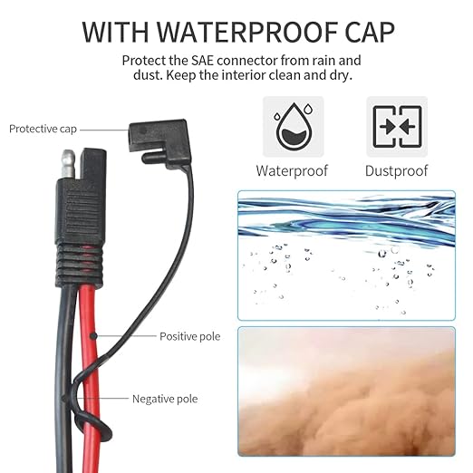 10AWG 20FT SAE Connectors, Battery Alligator Crocodile to SAE, SAE Quick Release Adapter to Alligator Clips Quick Disconnect Cable,with 5 Fuse,for Solar Panel Cars Motorcycles Battery Charger