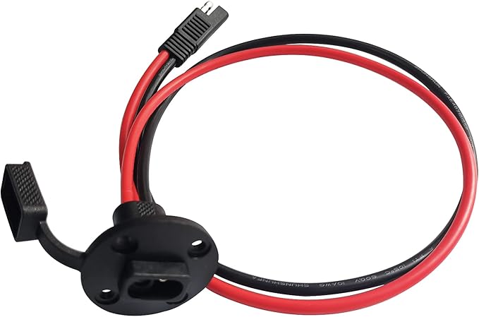 10AWG SAE Cable,SAE to SAE Solar Weatherproof Socket Sidewall Port,SAE Cable Quick Disconnect Connect Solar Panel Mount Universal Flush Mountable Connector - 2ft/60cm
