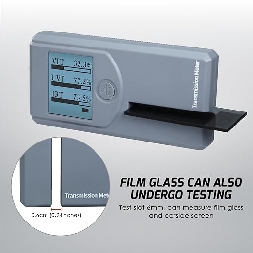 Digital Window Tint Meter Car Side Window Tint Tester, Sun Control Film Tint Reader Tool with Auto Display Rotation & Auto Calibration for VL/UV/IR Transmittance Rejection Detection, Tint Meter Gauge