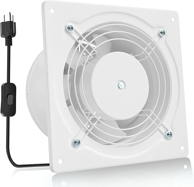 HG Power 6 Inch Exhaust Fan, 308CFM Wall Exhaust Fan for Kitchen, Metal Extractor Fan for Attic, Garage, Window Ventilation, HVAC System