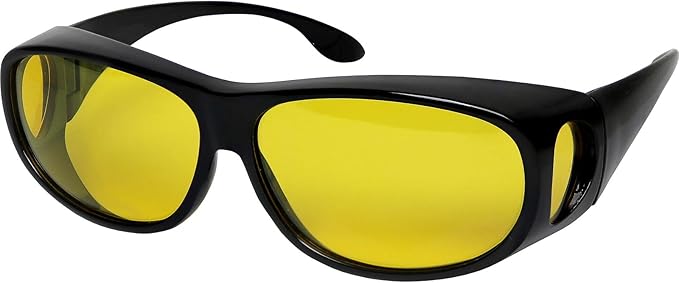 Night Driving Glasses Anti Glare Polarized Night Vision Yellow Tint Night Driving Glare Reducing Fit Over Driving Sunglasses Men and Women