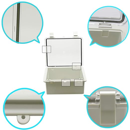 Zulkit Junction Box ABS Plastic Waterproof IP65 Electrical Boxes Hinged Shell Outdoor Universal Project Enclosure with Mounting Plate and Wall Brackets Grey (390x290x160 mm)