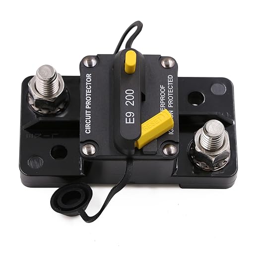 Heavy Duty 3/8" Studs Circuit Breaker 12V-48V 200A High Current with Manual Reset Switch for Car Audio Truck RV Travel Trailer Boat Marine Solar DC System Motors, UL, IP67 Waterproof