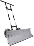 Best Choice Products 36in Galvanized Blade Heavy-Duty 2-Wheel Snow Pusher Hand Plow for Snow Removal w/Wheels, Adjustable Handle, Blade Angle - Silver