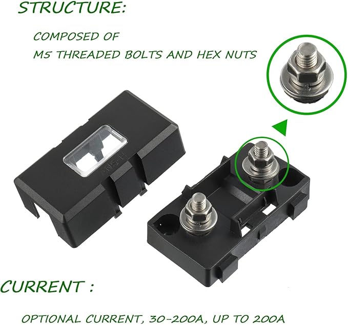 Midi Fuse Holder and 2 Pieces 150A Midi high Current Fuse Screw Fuse for Cars, Trucks, Vehicles(150 Amp)