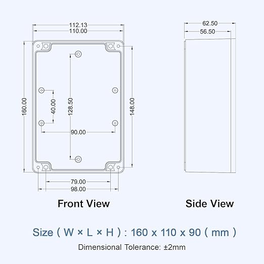 LeMotech Electrical Box Clear Cover Project Box IP65 Waterproof Junction Box ABS Plastic Case Universal Enclosure for Electronics, Black 6.2"x 4.2"x 3.5"(160x110x90mm)(Pack of 1)