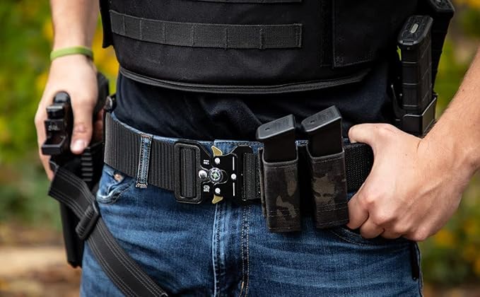 DOOPAI Tactical Belt for Men, 3Pack Military Nylon Web with Heavy Duty Quick Release Metal Buckle