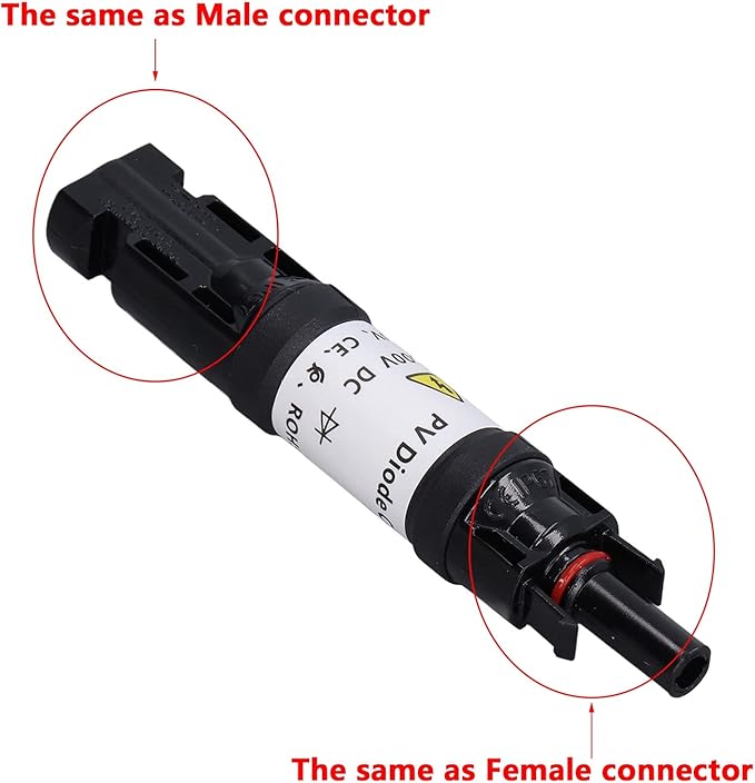 30A Solar Panel PV Diode in Line Fuse Holder Photovoltaic Connectors 1000V IP67 Male Female Waterproof Cable Blocking 30 Amps (30A)