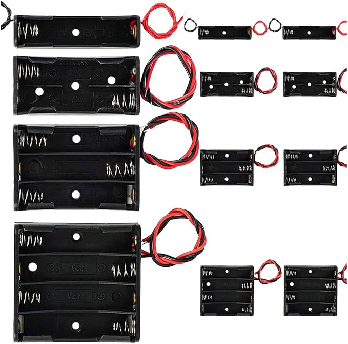 12Pack AAA Battery Holder Bundle with Leads 3 pcs 1 AAA Battery Holder 1.5V,3 pcs 2 AAA Battery Holder 2*1.5V,3 pcs 3 AAA Battery Holder 3*1.5V,3 x 4 AAA Battery Holder 4*1.5V,with Wires