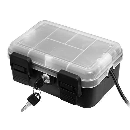 Small Outdoor Electrical Box (Inner 6.7x4x2.5),IP54 Waterproof Extension Cord Cover w/2 Cable Entry Ports,Weatherproof Connection Box for Power Strip,Timer,Plug, Holiday Lights, Black(1pack)
