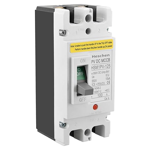 Heschen Molded Case Circuit Breaker, HSM1PV-125 2 Poles DC550V Solar PV System Solar Panels Grid Protection (100A)