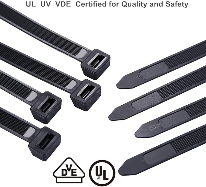 60 Piece Multi-Purpose Ultra Heavy Duty UV Cable Ties,11.8 Inch Width 0.51 Inch, 250 lbs Tensile Strength,Non-metal bands,Black