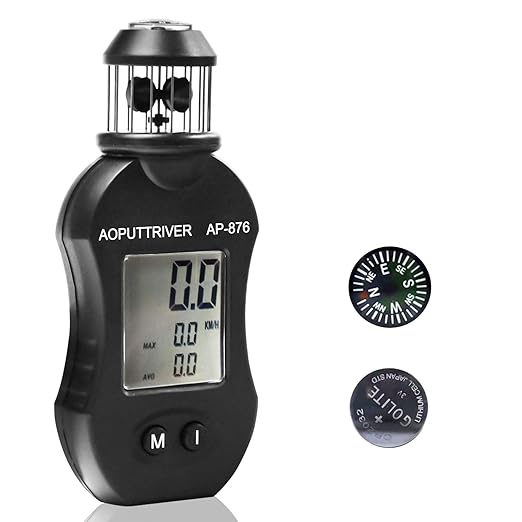Anemometer Handheld Wind Direction Anemometer, AP-876 Wind Cup Anemometer Air Speed Meter Digital Anemometer for Measuring Air Speed Air Volume for HVAC Vents Boat Sailing Shooting