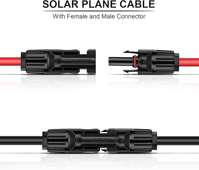 iGreely 100FT Red + 100FT Black Solar Panel Extension Cable (Male-to-Male, 10AWG, IP67, UV & Corrosion Resistant)