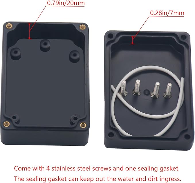 Project Box ABS Black Electrical Boxes IP65 Outdoor Waterproof Box Electronic Junction Box Power Enclosure with Cable Glands for DIY Project 3.3x2.3x1.3inch(83 x 58 x 33 mm)