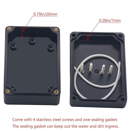 Junction Box IP65 Waterproof ABS Plastic Electrical Project Case Power Junction Boxes, Project Box with 4 PCS M12 Cable Glands 3.3 x 2.3 x 1.3Inch (83 x 58 x 33mm)