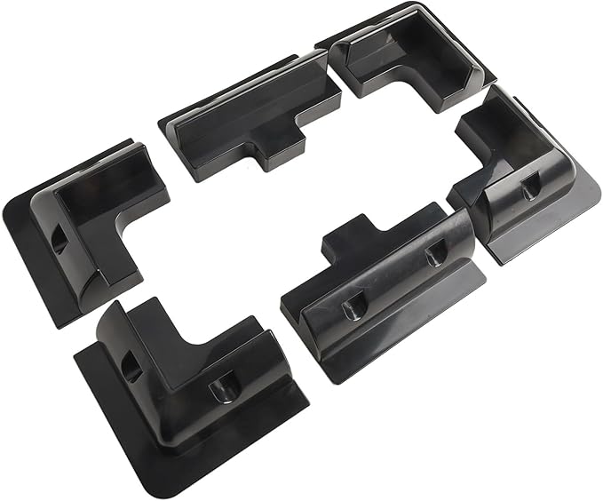 Solar Panel Mounting Bracket for RV Caravan Boat Flat Roof - Adjustable No Drill Solar Bracket Kit, 6-Pack ABS Corner Mounts with Wind Deflector, Compatible with（Black）