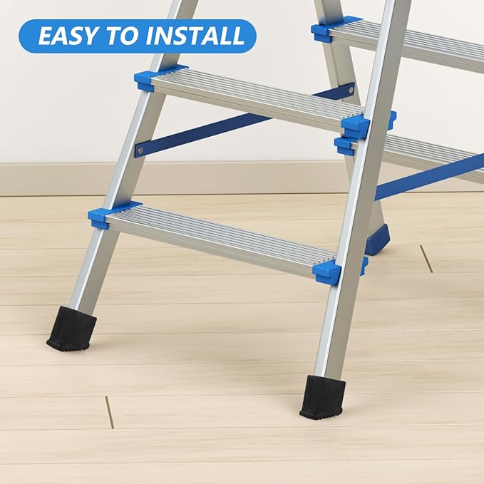 2 Pack Ladder Feet Pads Non Slip Rubber Replacement Covers for Step Ladder Feet Cushion Floor Protectors Anti Skid Stabilizer Pads for Indoor Outdoor Use