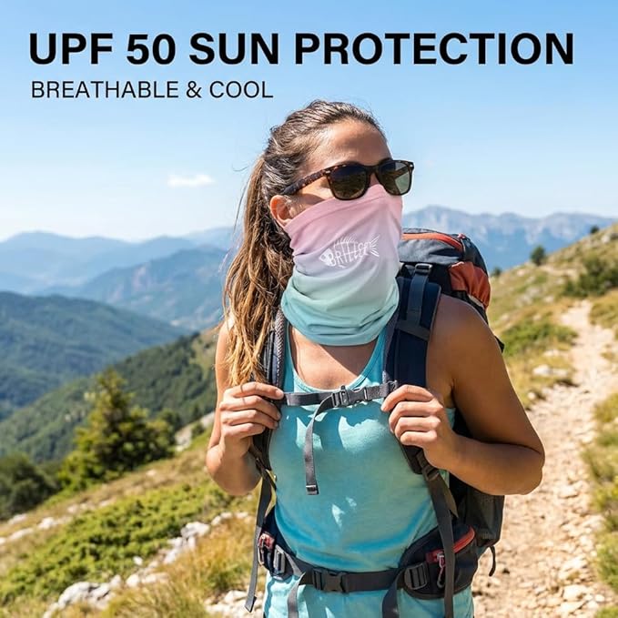 UPF 50 Sun Protection Neck Gaiter - 13-in-1 Multifunctional Face Cover for Hiking, Fishing, Cycling