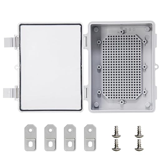 Outdoor Junction Box, Electrical Box,Waterproof ABS Plastic Dustproof Waterproof Outdoor Project Enclosure ith Plastic Snap Clear 7"x5.1"x3.5"