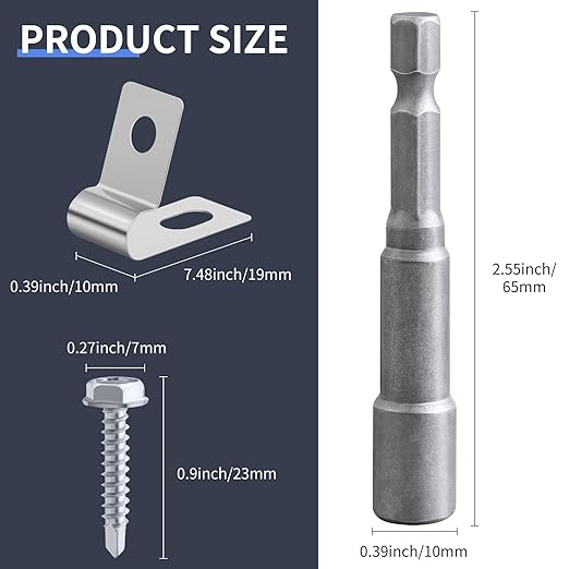 50 Fence Wire Clamps Agricultural Fencing Mounting Clips, Stainless Steel Wire Clips with Screws for Welded Wire to Wood, Metal or Vinyl Fence, Metallic