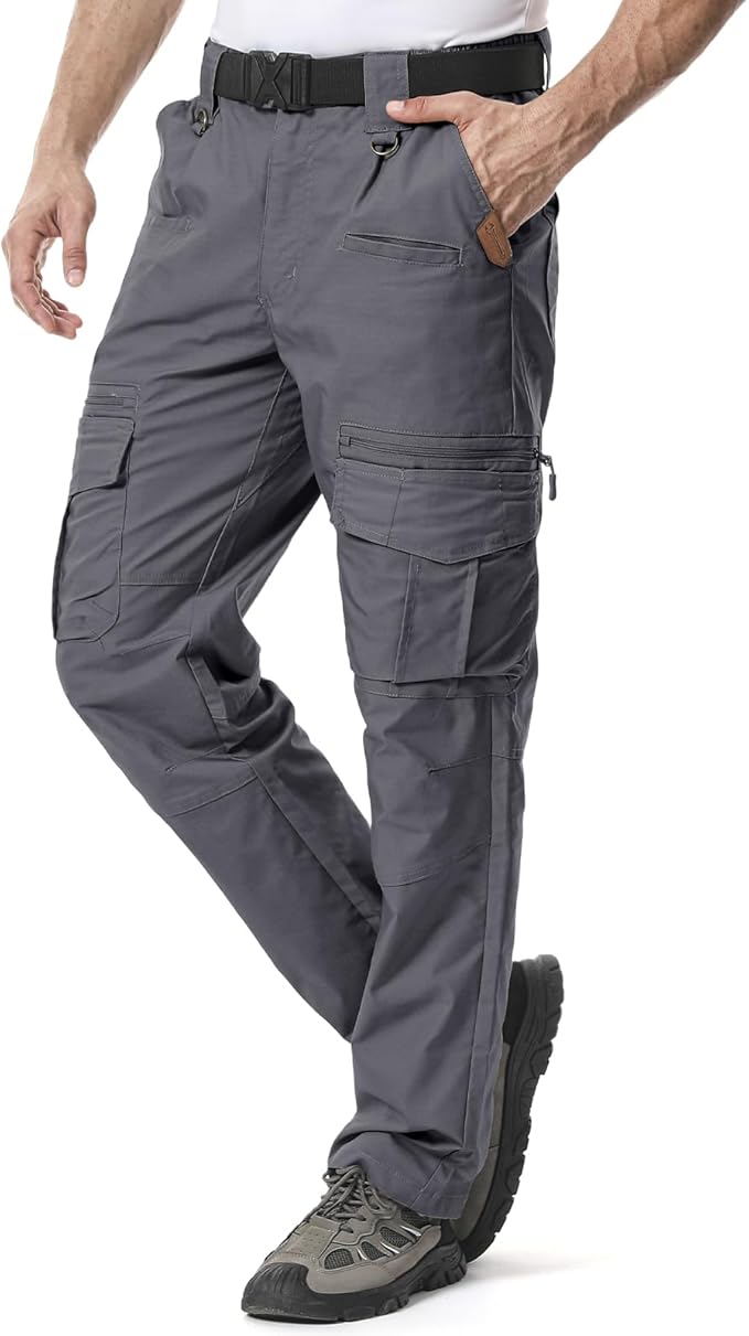 IGOLUMON Men's Ripstop Tactical Pants Breathable Stretch Cargo Pants Outdoor Lightweight EDC Work Hiking Pants Zipper Pockets
