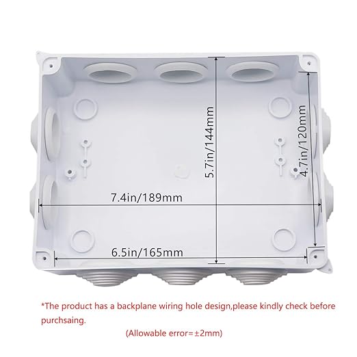 Zulkit Junction Box ABS Plastic Dustproof Waterproof IP65 Universal Electrical Boxes Project Enclosure White 7.9 x 6.1 x 3.1 inch (200 x155 x 80mm)