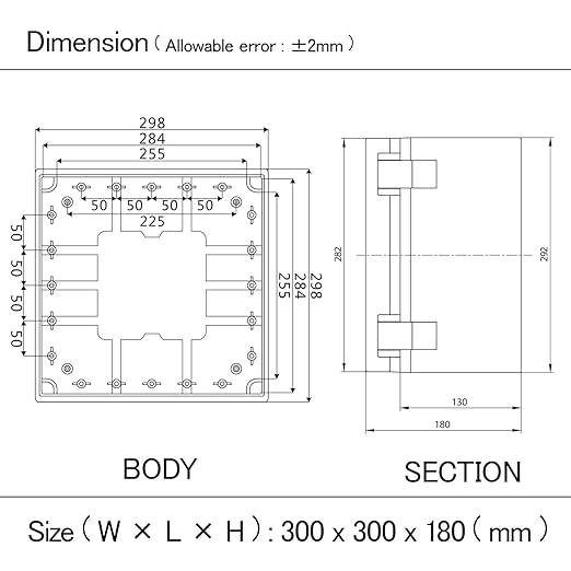 Junction Box IP65 Waterproof ABS Plastic Enclosure Hinged PC Clear Cover Electrical Project Box with Mounting Plate, Wall Brackets, Cable Glands 11.8" x 11.8" x 7.1"