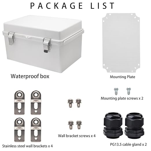 Waterproof Electrical Box, IP67 Junction Box Stainless Steel Latch Hinged Grey Cover Project Enclosure with Wall Bracket 11.8"x7.9"x5.1"