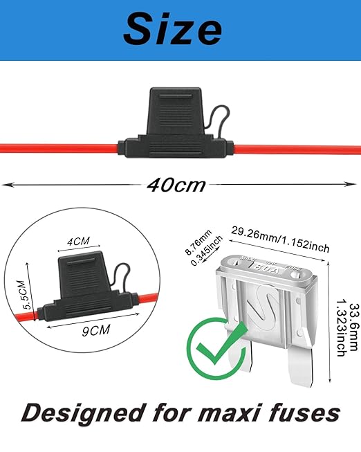 2 Pack Inline Maxi Fuse Holder - 8 AWG 12V Automotive Blade Fuse Holders with 2 Pcs 80 AMP Maxi Fuses