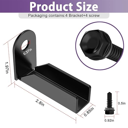 24 Pcs Fence Mounting Bracket for 1" x 1" Square Rails, Carbon Steel Fence Mounting Bracket, Panel Internal Connector - Black