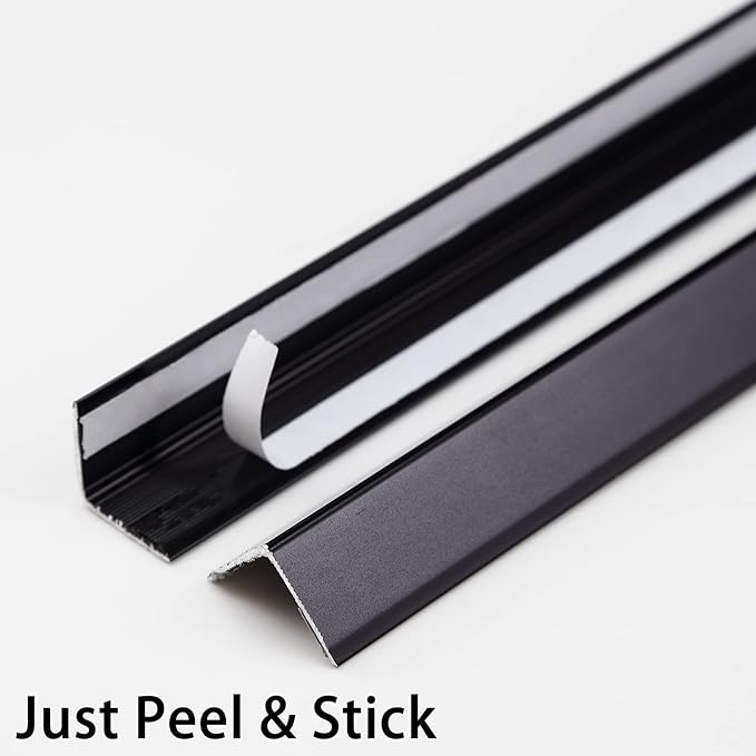 Aluminum Peel and Stick L Molding Corner Guards with 90° Angle for Wall Door Frame Cabinet Baseboard Protection and Decoration, 51.2in x 0.8in (3Pcs)