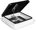 RV Roof Vent 12V Reversible FAN Kit 14" x 14" Manual Lift Black Lid
