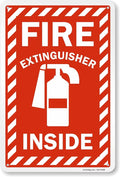 SmartSign 18 x 12 inch “Fire Extinguisher Inside” Metal Sign with Pre-cleared Holes, 63 mil Laminated Rustproof Aluminum, Red and white, Made in USA