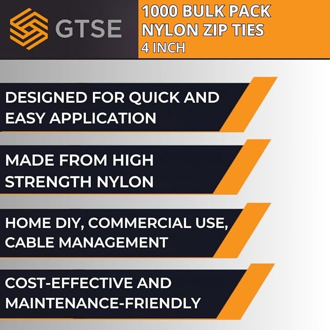 GTSE 4 Inch Purple Zip Ties, 1,000 Bulk Pack, 18lb Strength, UV Resistant Small Nylon Cable Ties, Self-Locking 4" Tie Wraps