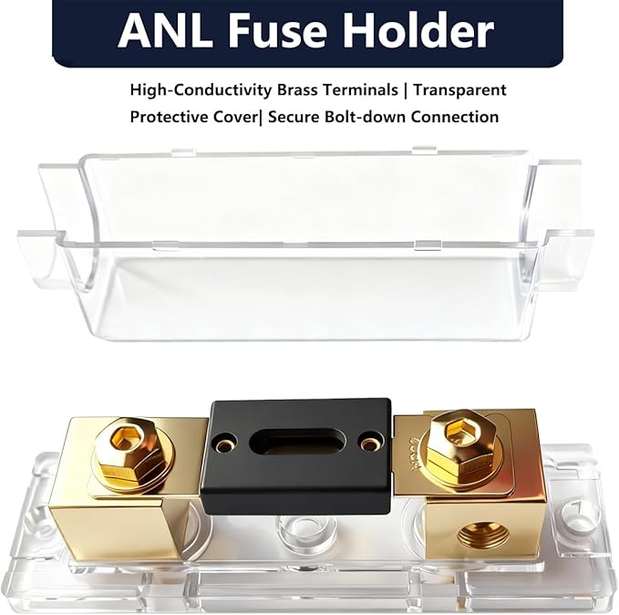 0/2/4 Gauge AWG Inline ANL Fuse Holder Dual Kit with 2 Pack Fuse (250A)