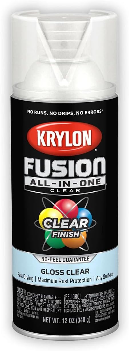 Krylon Fusion All-In-One Adhesive Spray Paint for Indoor/Outdoor Use, 12 oz, Clear